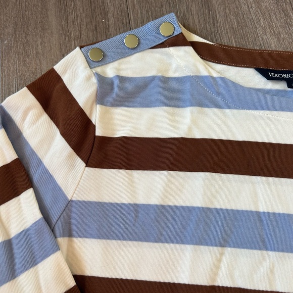 Striped Brown and Blue Long Sleeve Top - Picture 3 of 9